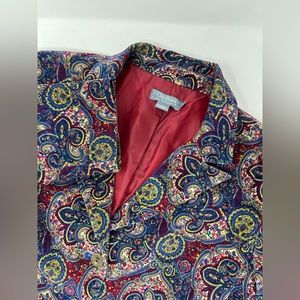 City Blues Koret Sz PL Jacket 100% Cotton Art To Wear Abstract With Pockets GHN5